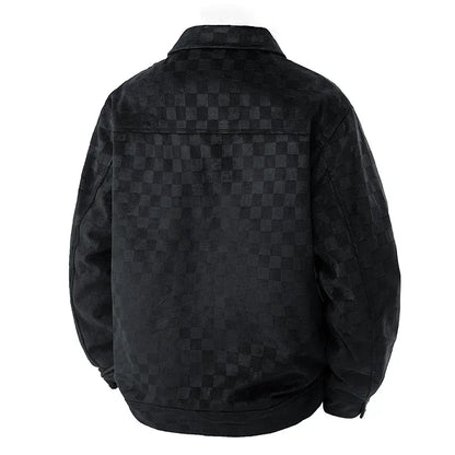 Chaqueta de gamuza a cuadros para hombre, estilo retro americano