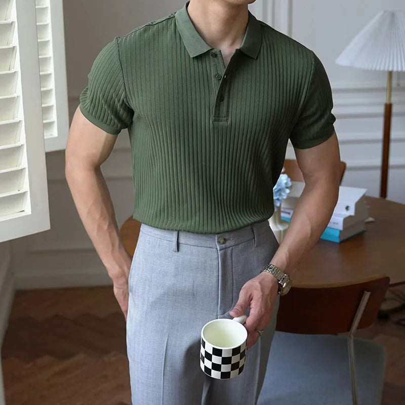 Polo de punto de rayas verticales para hombre