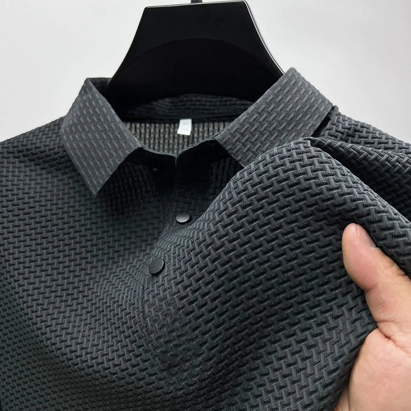 Camiseta Polo de Malla de Seda Helada para Hombre