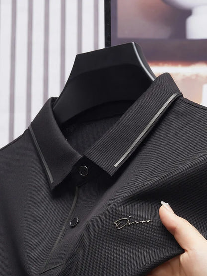 Polo para hombre, sin costuras, de primera calidad, de lujo, tejido fresco