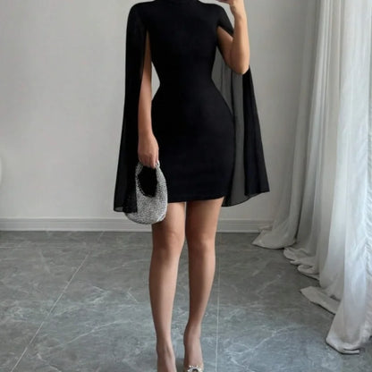 Vestido cruzado de gasa con cuello redondo, estilo europeo y americano
