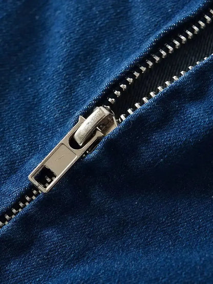 Vestidos vaqueros largos azules con tirantes y escote en U
