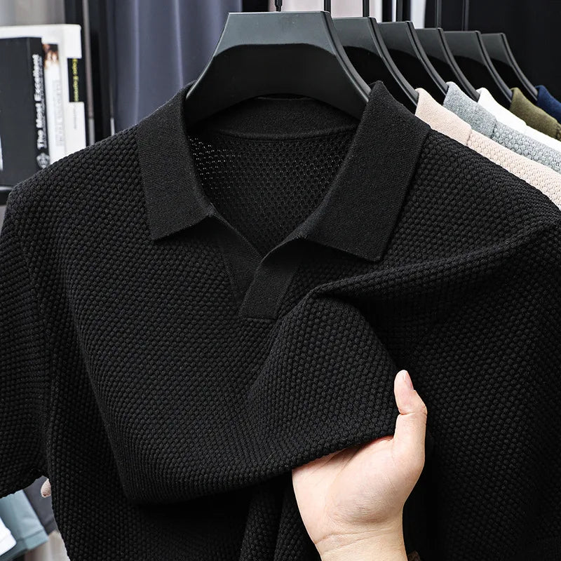 Camisa POLO de manga corta 100 % algodón con solapa para hombre.