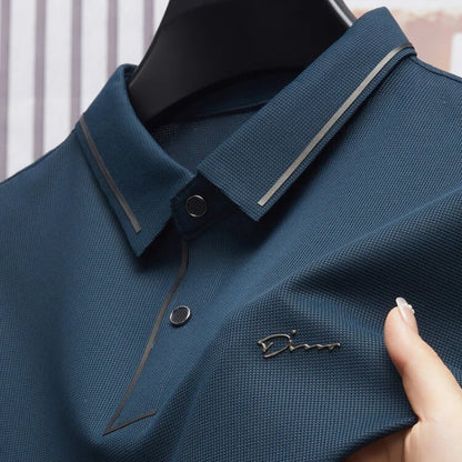 Polo para hombre, sin costuras, de primera calidad, de lujo, tejido fresco