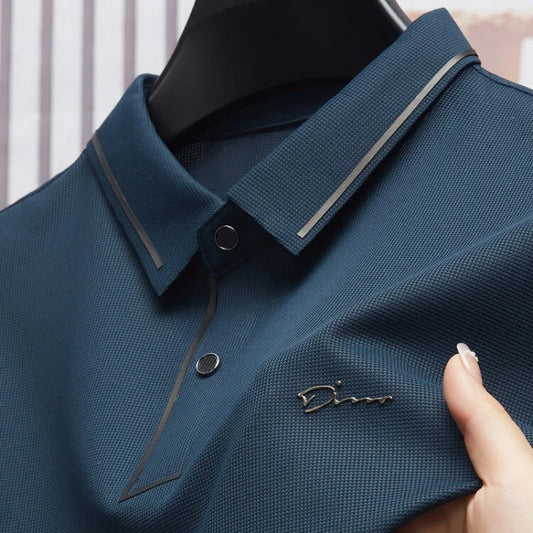 Polo para hombre, sin costuras, de primera calidad, de lujo, tejido fresco