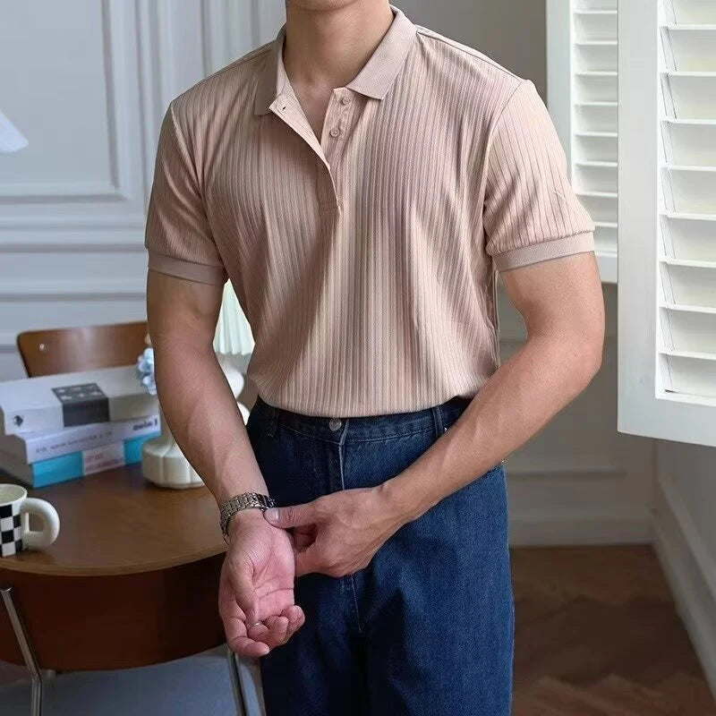 Polo de punto de rayas verticales para hombre