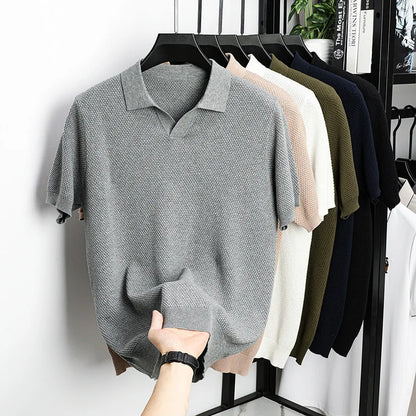 Camisa POLO de manga corta 100 % algodón con solapa para hombre.