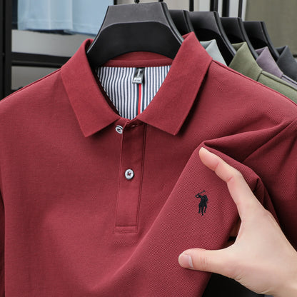 Polo de lujo de manga corta para hombre, 100% algodón puro