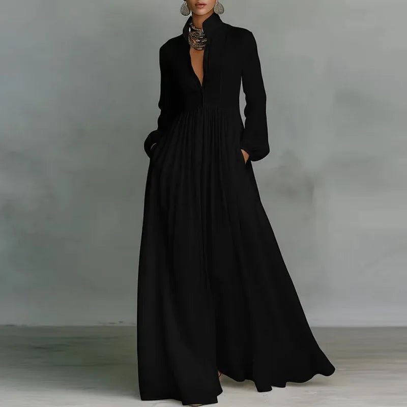 Vestido Maxi elegante francés de cintura alta con vuelo para mujer, Vestido de noche