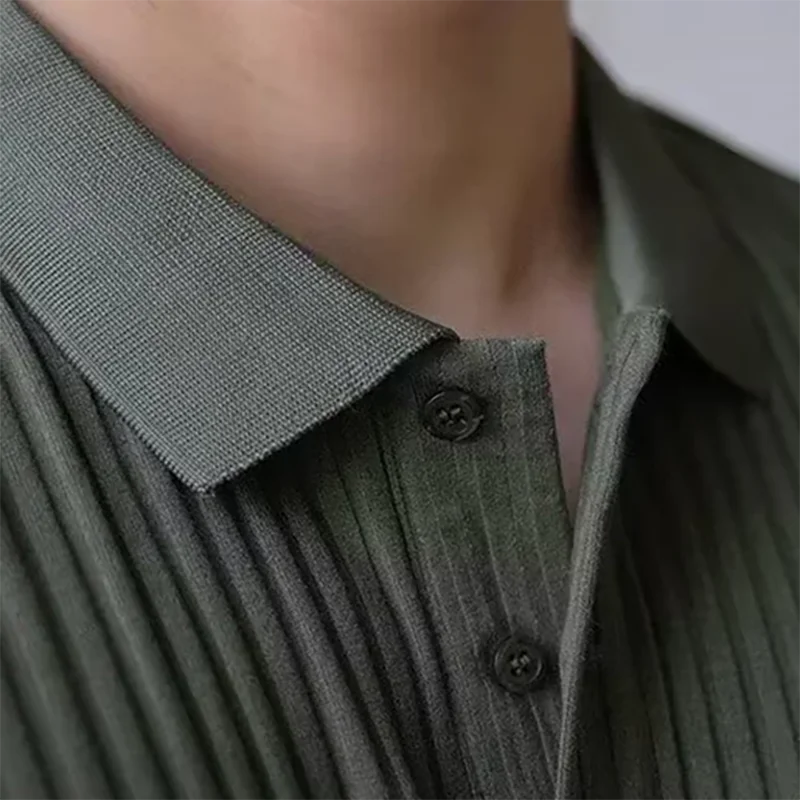 Polo de punto de rayas verticales para hombre