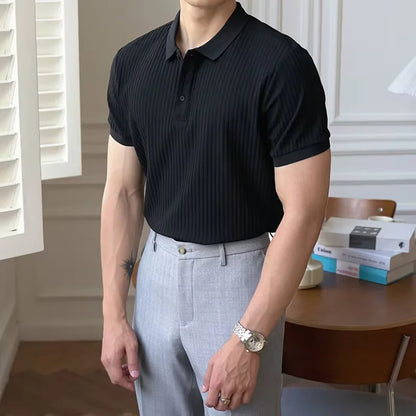 Polo de punto de rayas verticales para hombre
