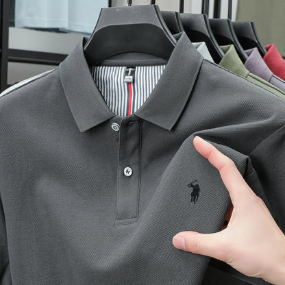 Polo de lujo de manga corta para hombre, 100% algodón puro