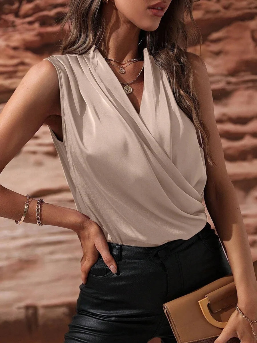 Camisa De satén, sin mangas para Mujer