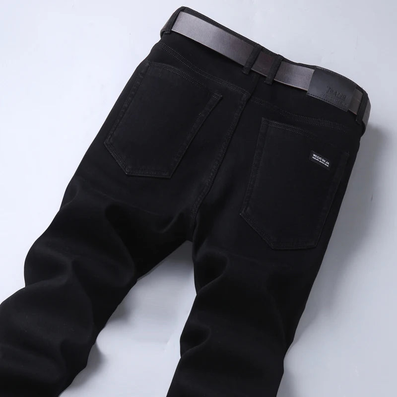 Pantalones vaqueros rectos ajustados y elásticos suaves y transpirables para hombre