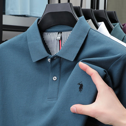 Polo de lujo de manga corta para hombre, 100% algodón puro