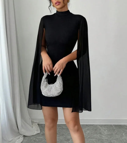Vestido cruzado de gasa con cuello redondo, estilo europeo y americano