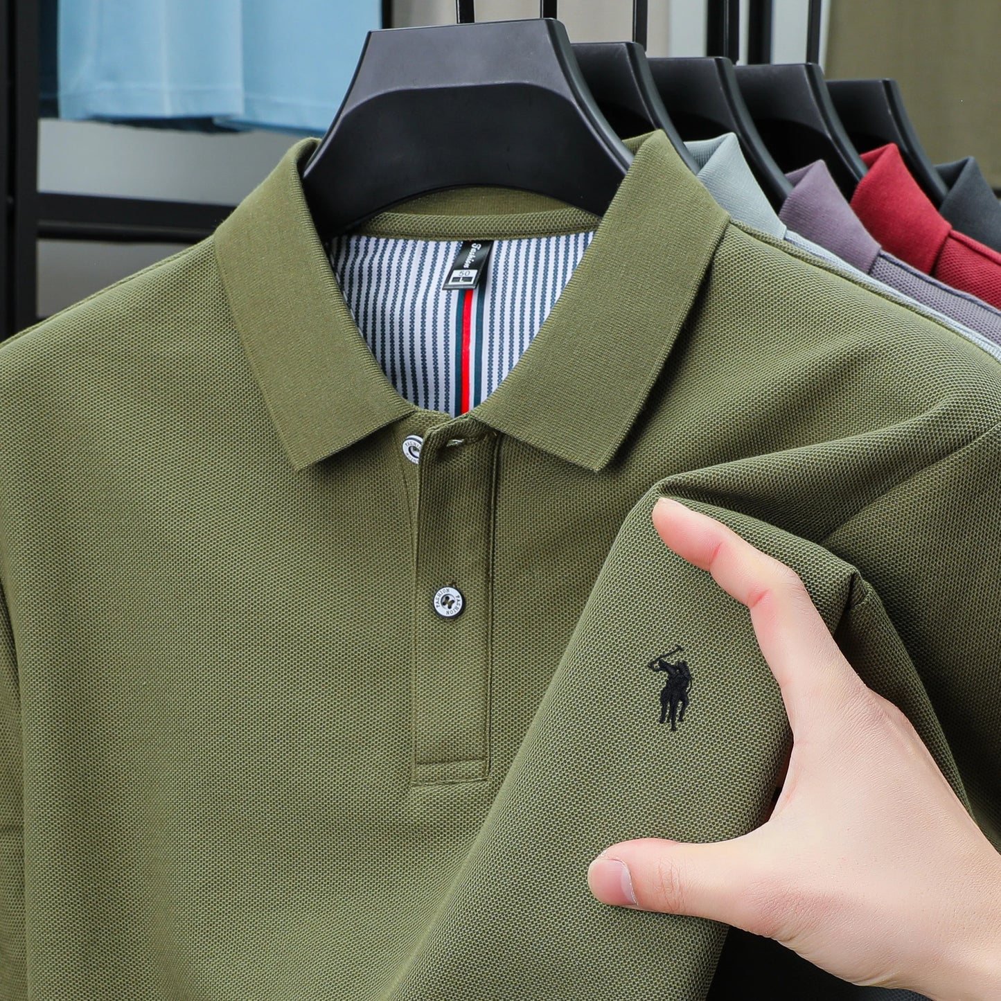 Polo de lujo de manga corta para hombre, 100% algodón puro