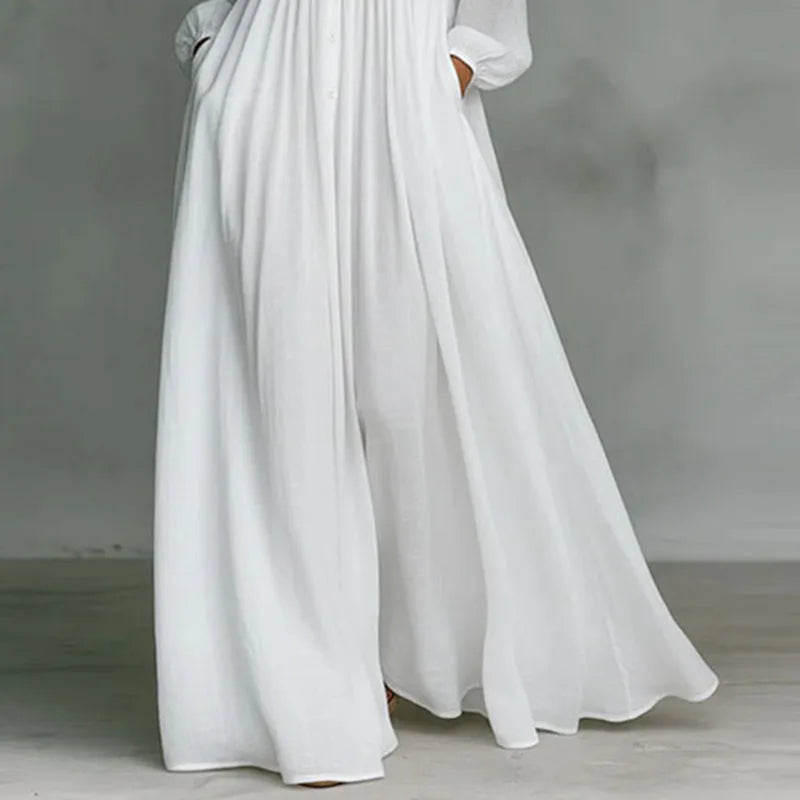 Vestido Maxi elegante francés de cintura alta con vuelo para mujer, Vestido de noche
