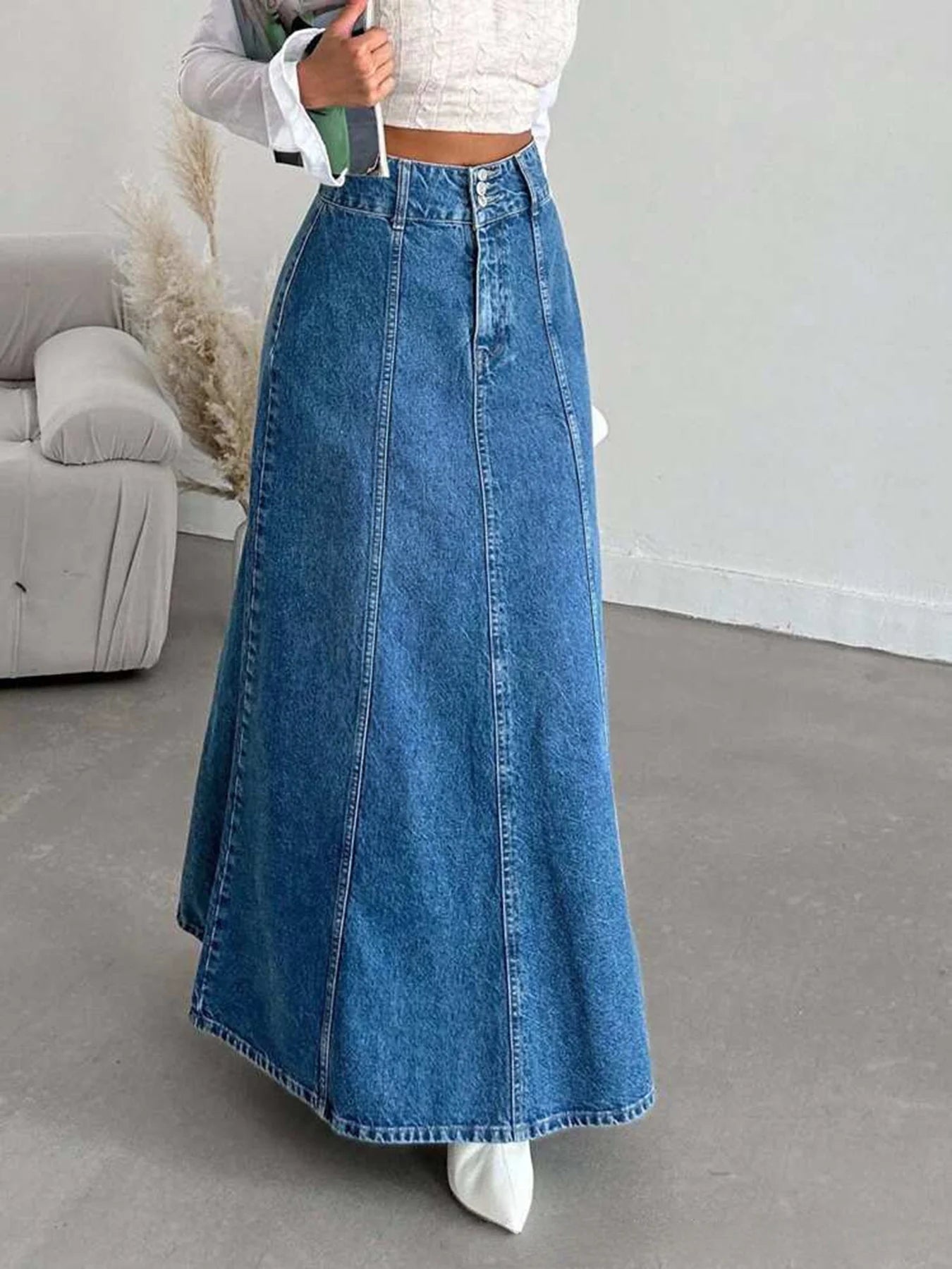 Falda vaquera midi larga para mujer, Ideal para diversas ocasiones