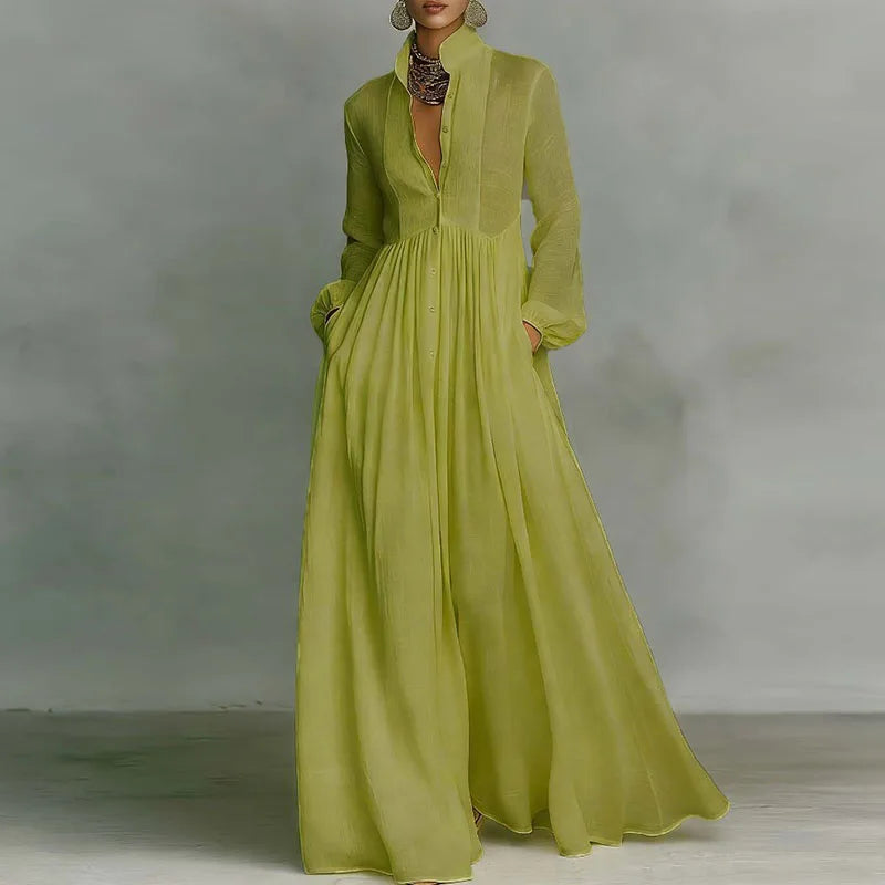 Vestido Maxi elegante francés de cintura alta con vuelo para mujer, Vestido de noche