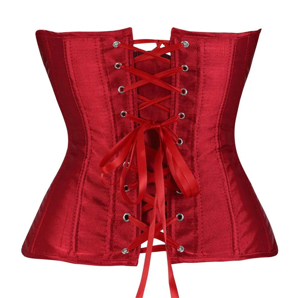Corsé de satén sexy para mujer, gótico, con cordones, moldeador
