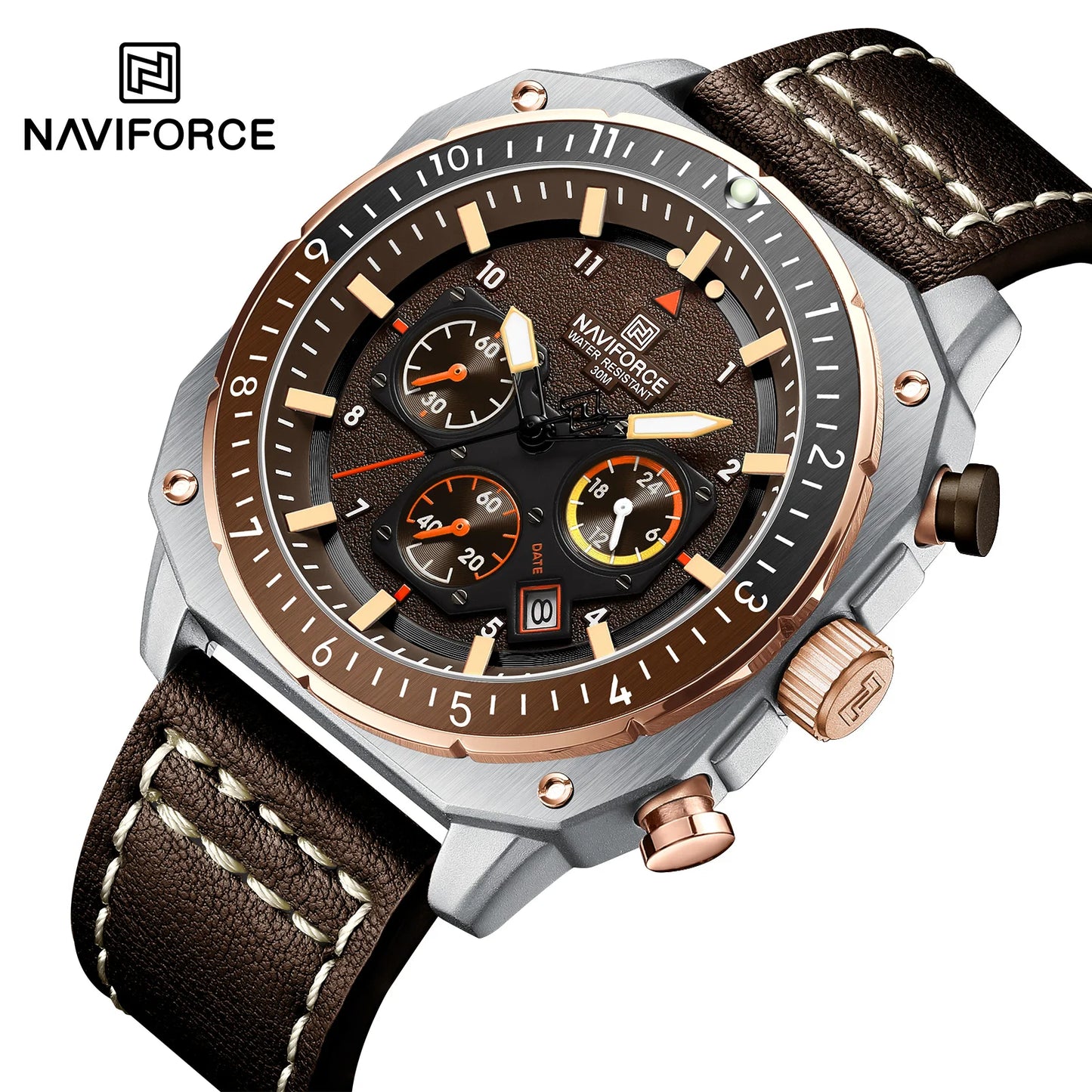 NAVIFORCE - Reloj deportivo multifunción resistente al agua para hombre