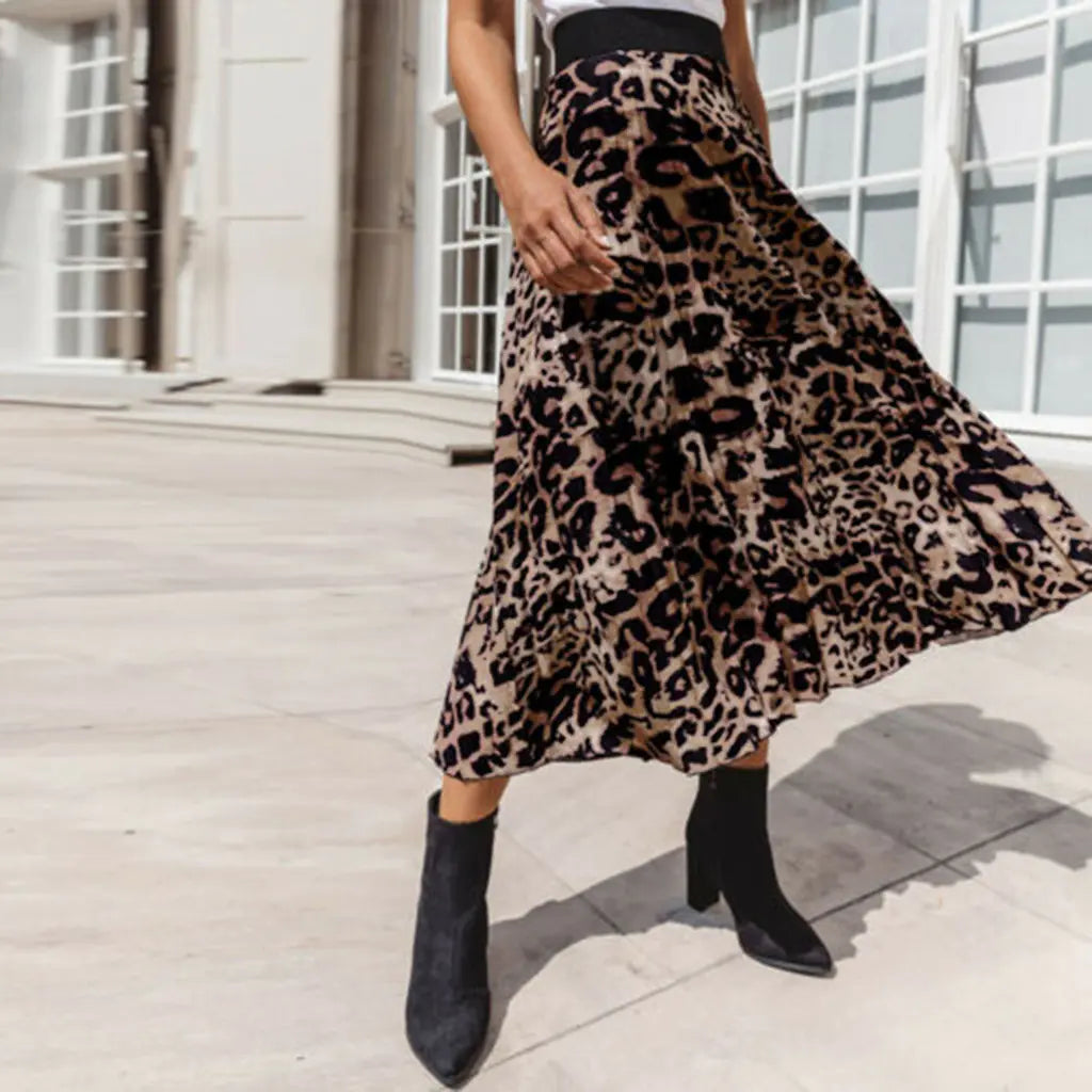 Falda Mini A-Line Sexy de Estampado de Leopardo para Mujer