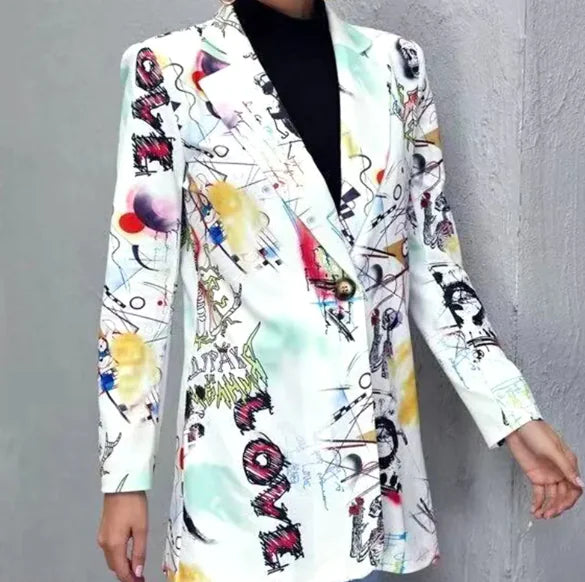 Chaqueta de Traje Estampada