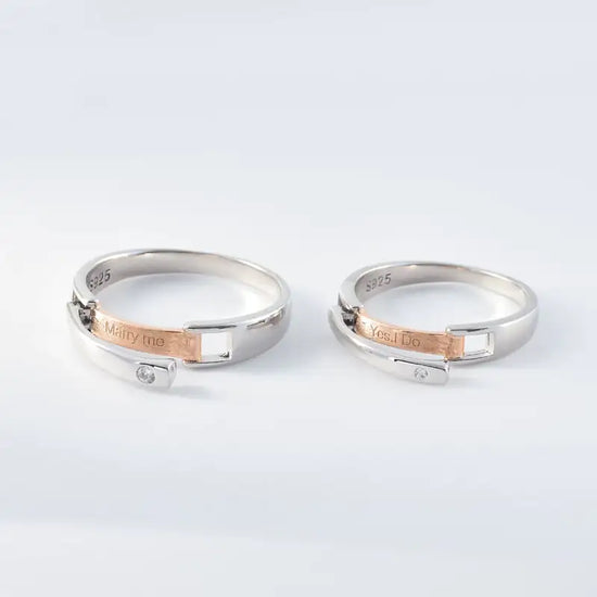 Anillos de Pareja de Plata para Hombre y Mujer - Diseño Reversible