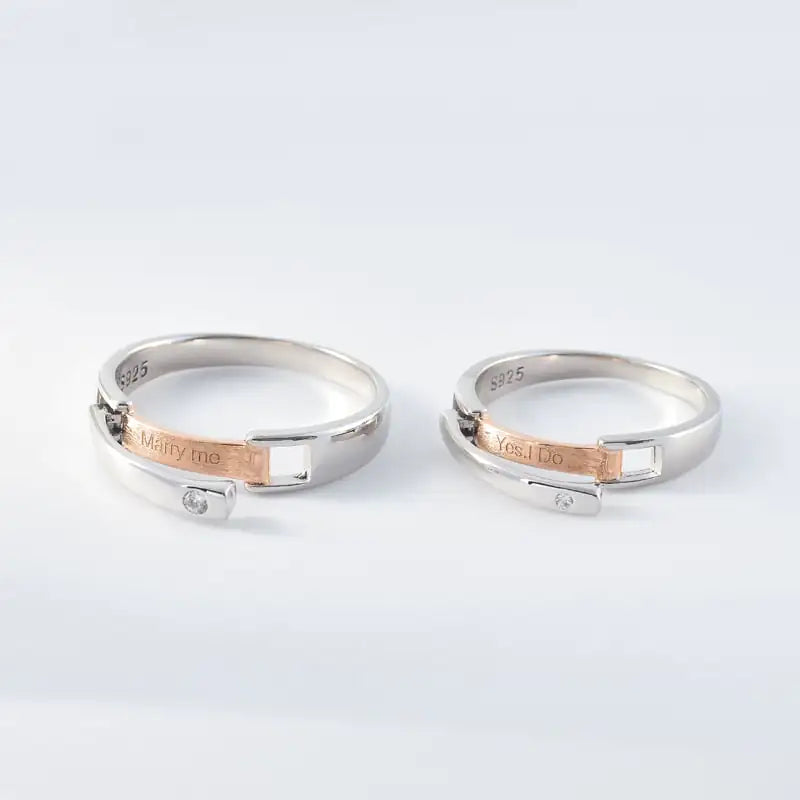 Anillos de Pareja de Plata para Hombre y Mujer - Diseño Reversible