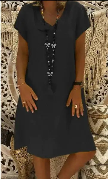Vestido Midi Casual con Cuello en V