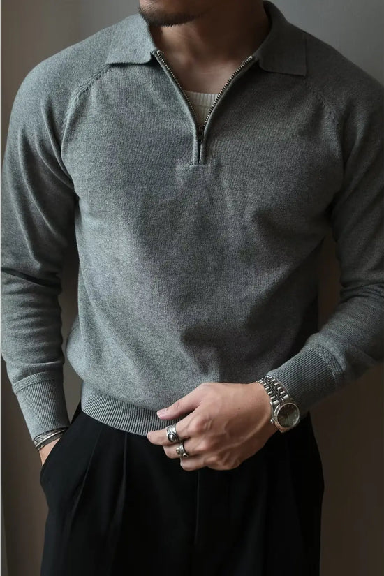 Camisa Polo Tejida con Cremallera Media para Hombre