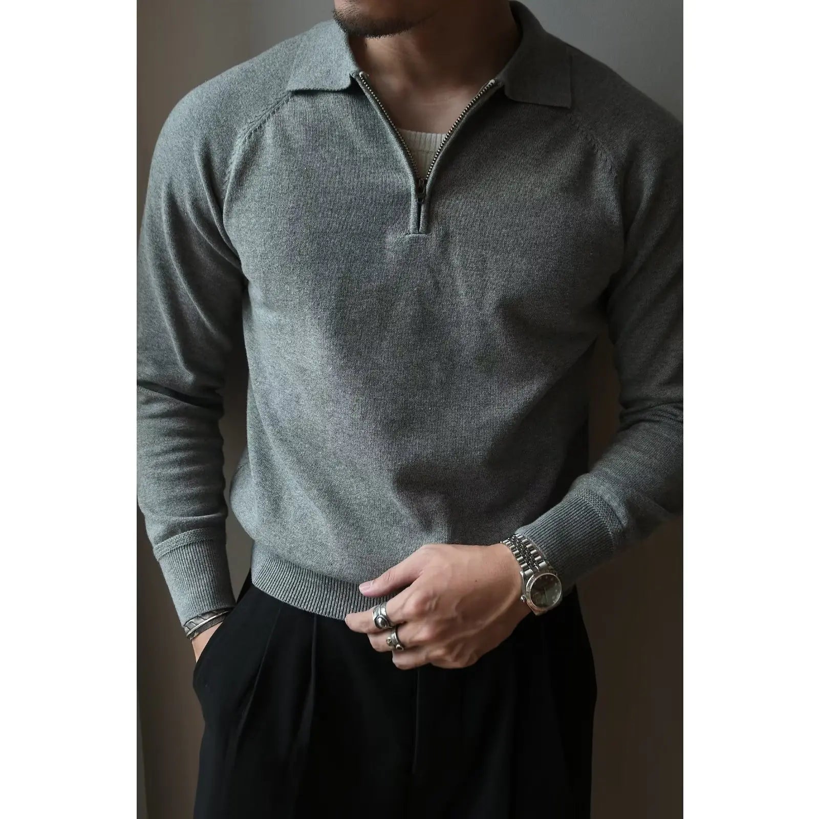 Camisa Polo Tejida con Cremallera Media para Hombre