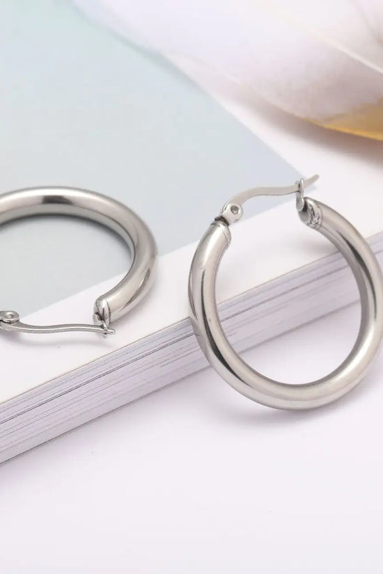Pendientes de Aro Huecos Grandes de Acero Inoxidable