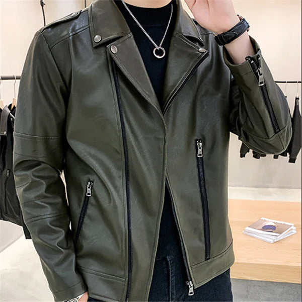 Chaqueta de Cuero con Solapa