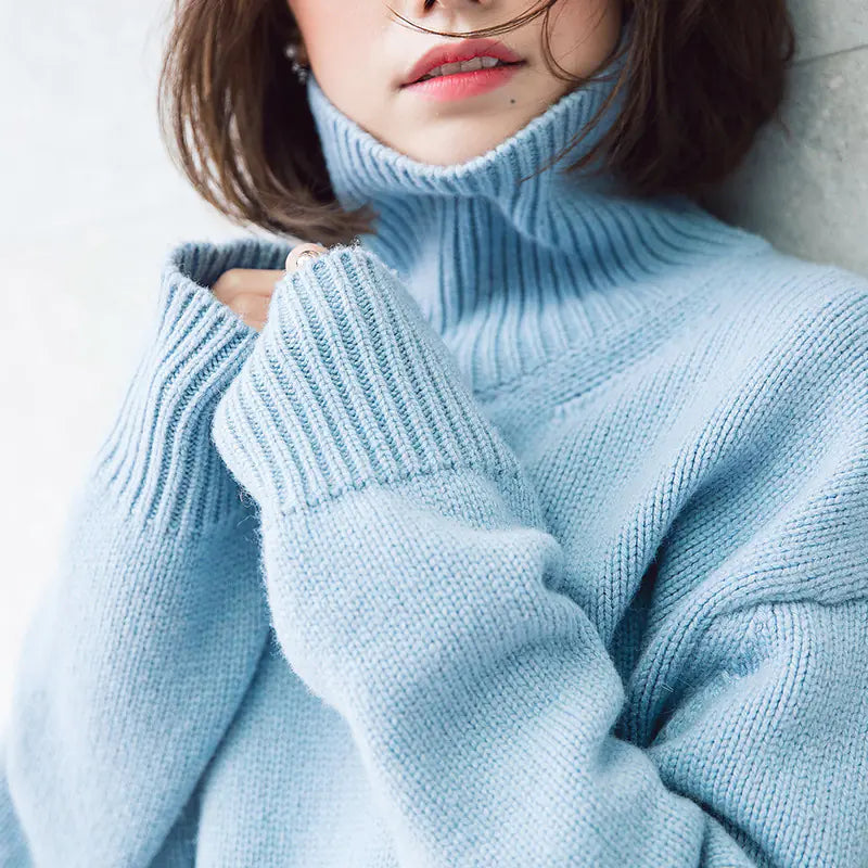 Suéter de Cachemira de Punto Grueso para Mujer - Otoño Invierno