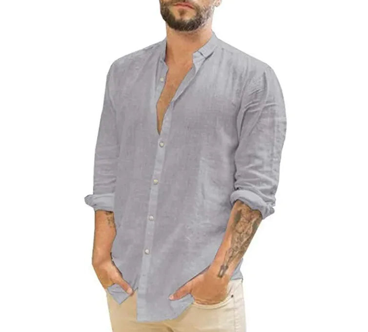Camisa de Cuello de Color Sólido