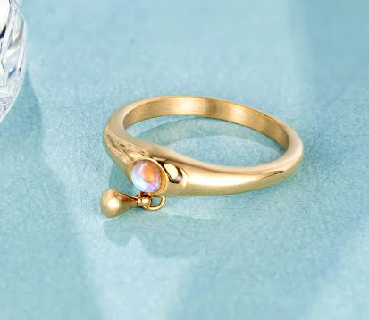 Anillo de Acero de Titanio Minimalista Tridimensional de Perla