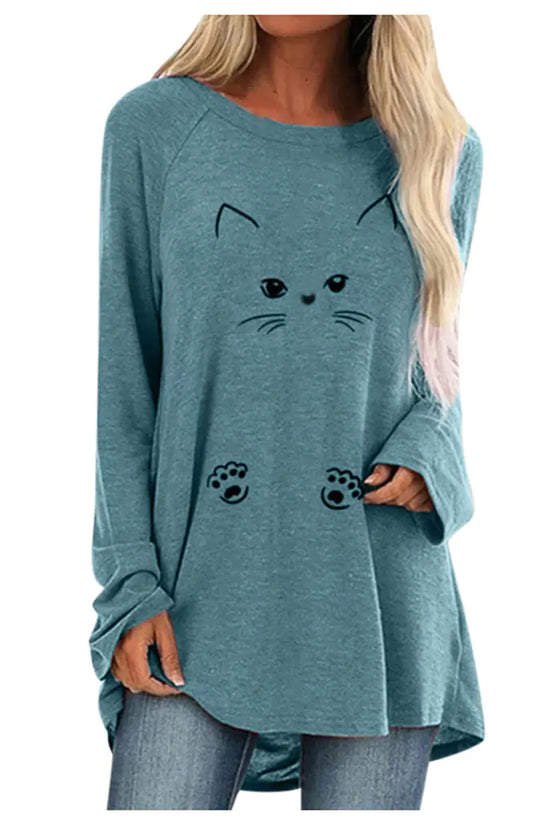 Camiseta Larga y Suelta de Manga Larga