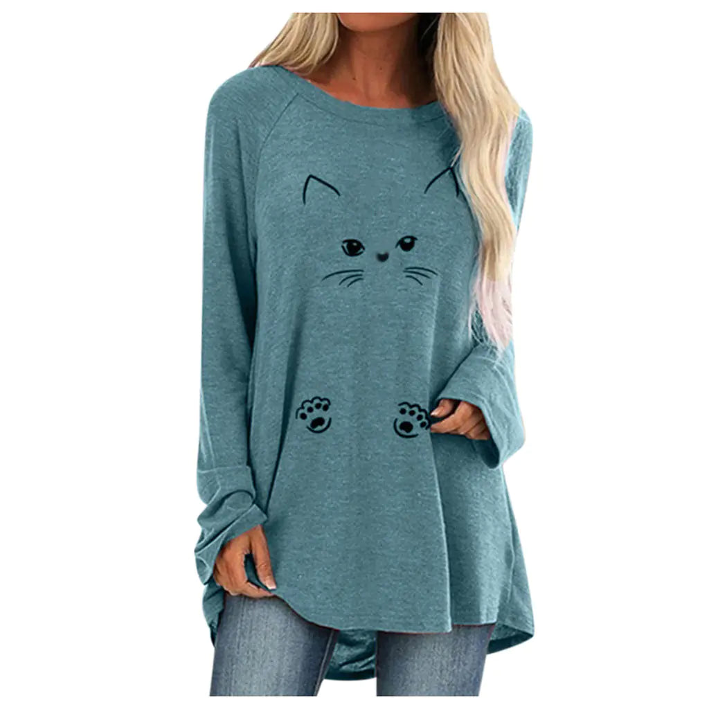 Camiseta Larga y Suelta de Manga Larga