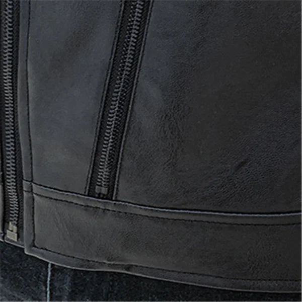 Chaqueta de Cuero con Solapa