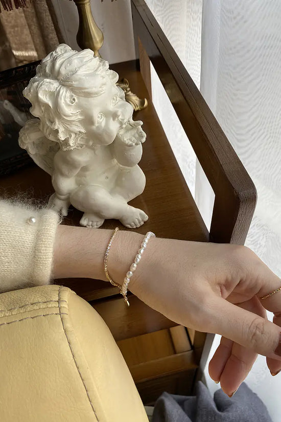 Pulsera Doble Capa de Delicadas Perlas de Agua Dulce para Mujer