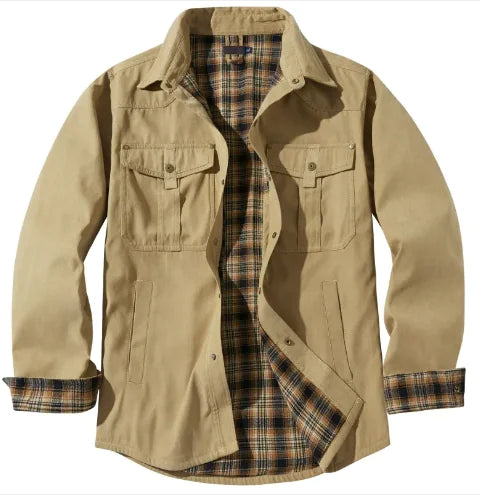 Chaqueta Casual de Franela a Cuadros