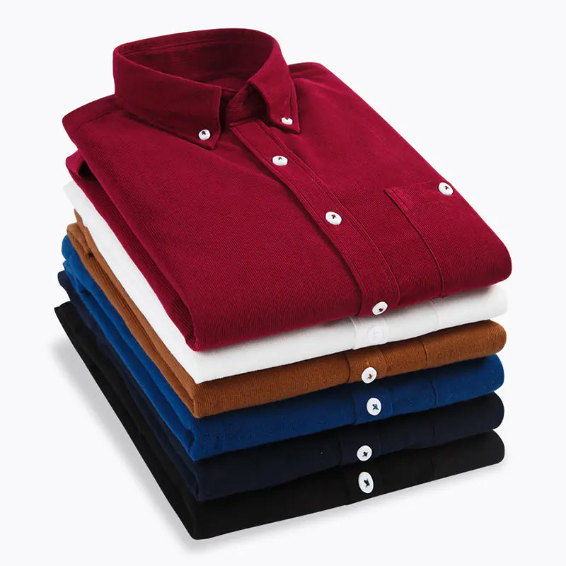 Camisa de Pana Delgada de Manga Larga para Hombre