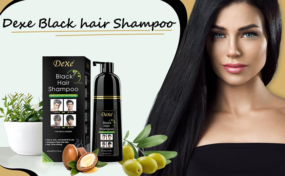 UniForU Champú Tinte de Cabello Negro 400ml Color Instantáneo por hasta 30 Días para Mujeres y Hombres