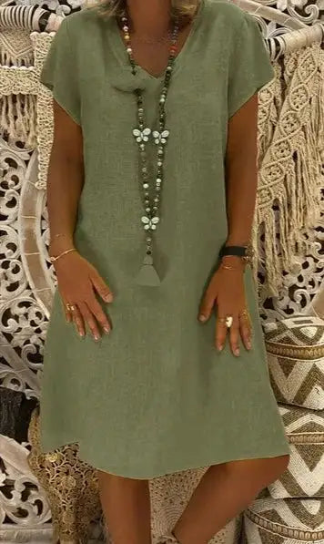 Vestido Midi Casual con Cuello en V
