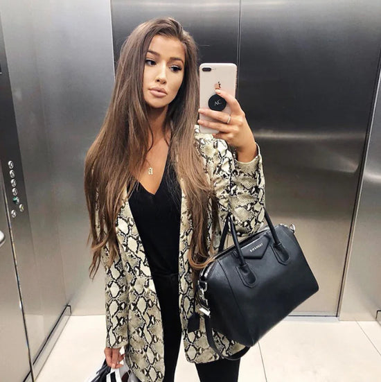 Blazer de Estampado de Serpiente para Mujer