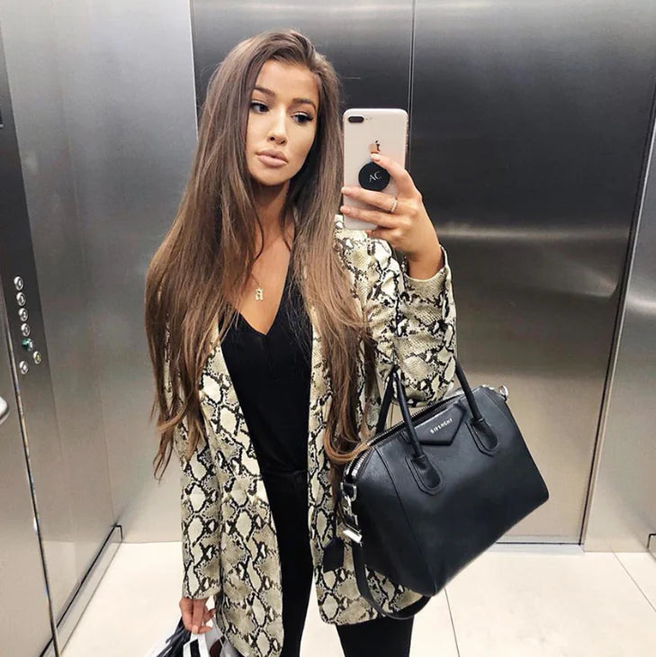 Blazer de Estampado de Serpiente para Mujer