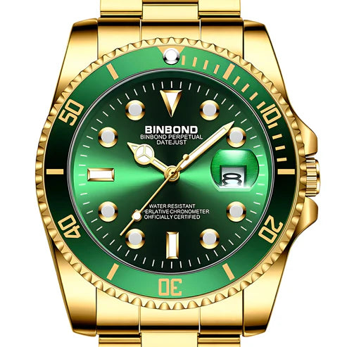 Reloj de vestir BINBOND Elite de acero inoxidable resistente al agua para hombre