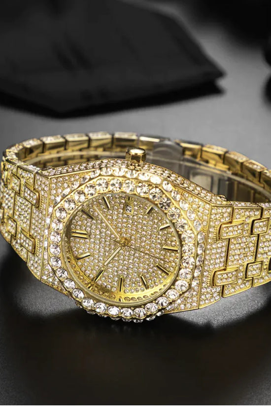 Reloj de Cuarzo para Hombre con Diamantes Estrellados